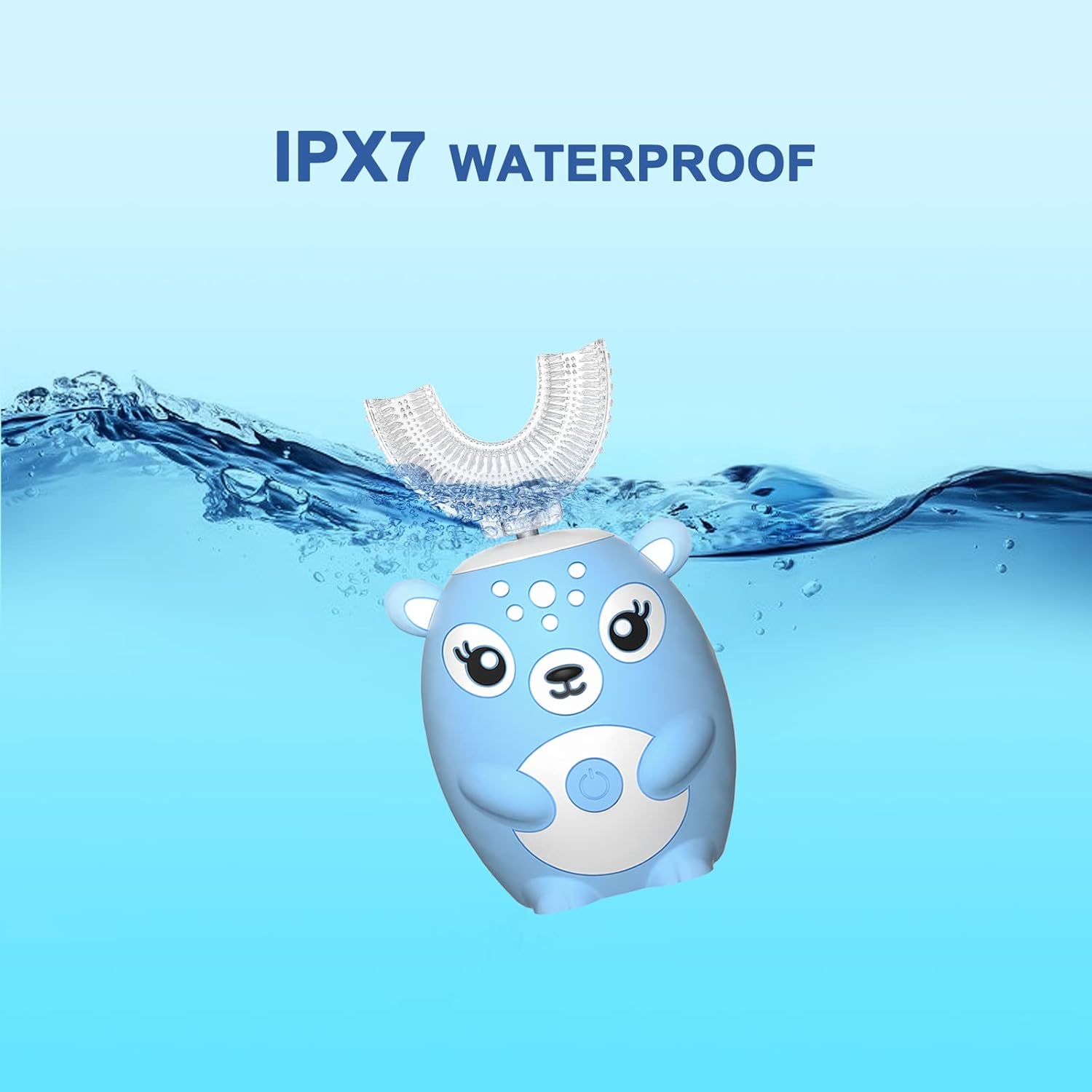 Kids Electric Toothbrushs U Shaped sonic Automatic Toothbrush with 4 Brush Heads, Six Cleaning Modes,Cartoon deer Modeling , full mouth toothbrush for baby