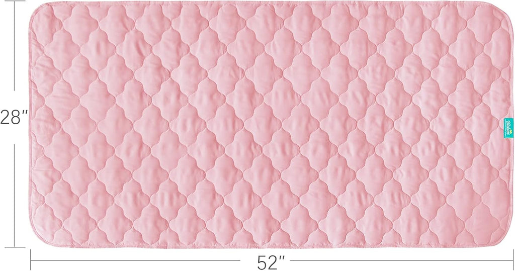 Waterproof Crib Mattress Protector Pad Cover 28" x 52", Anti Slip & Absorbent Waterproof Bed Pads for Standard Crib/Toddler Bed Quilted Machine Washable (Quilted Improved Thickness) Pink