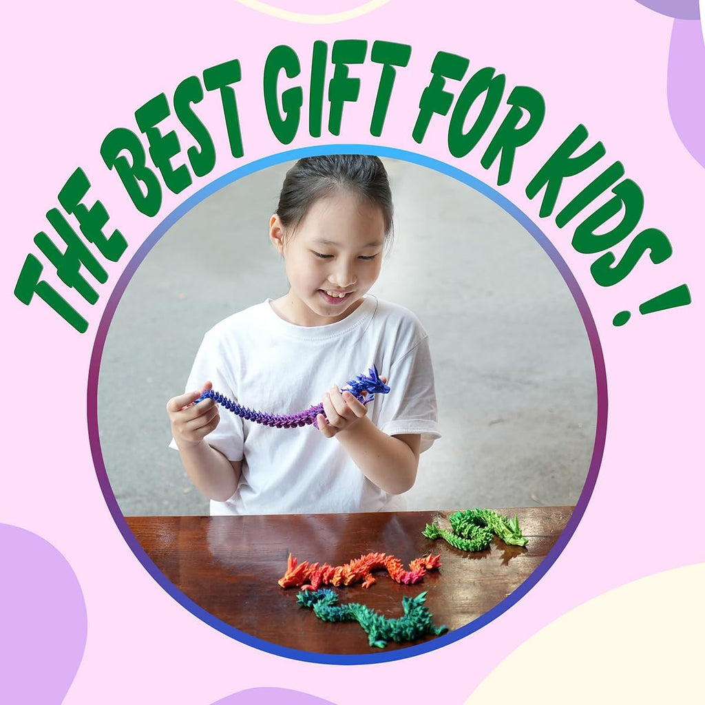 12" 3D Printed Dragon, Articulated Dragon, Crystal Dragon, Dragon Fidget Toy, Home Office Decor Executive Desk Toy (Green)