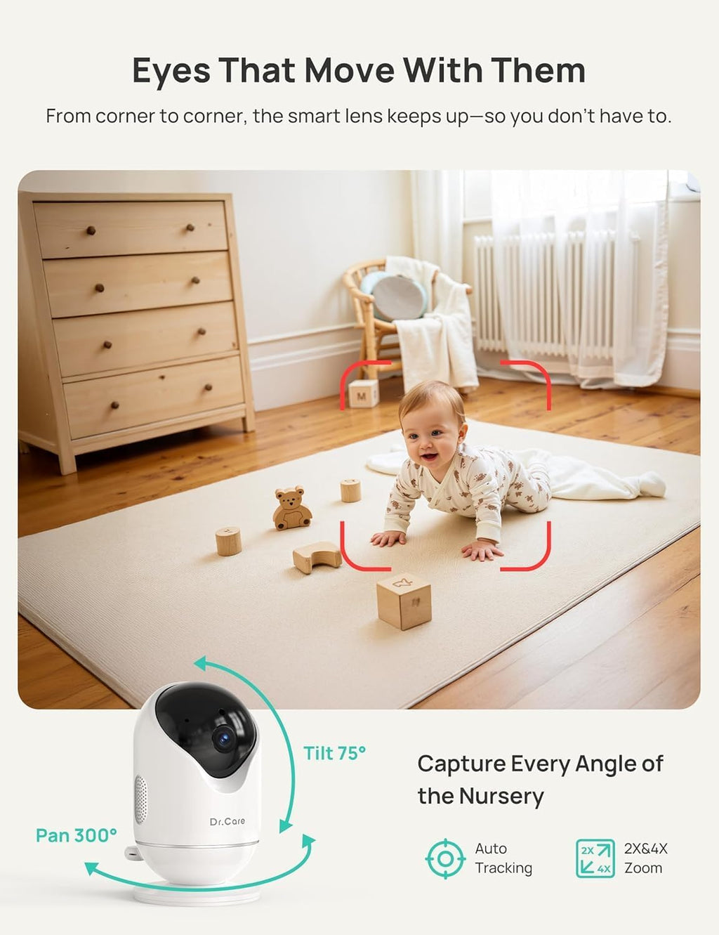 VistaView Smart WiFi Baby Monitor - 5” 1080P Split Screen & 2K Camera App Control, Cry & Motion Alerts, HD Night Vision, 5000mAh Battery, 2-Way Talk, Multi-User, Triple Security, 1279ft Range