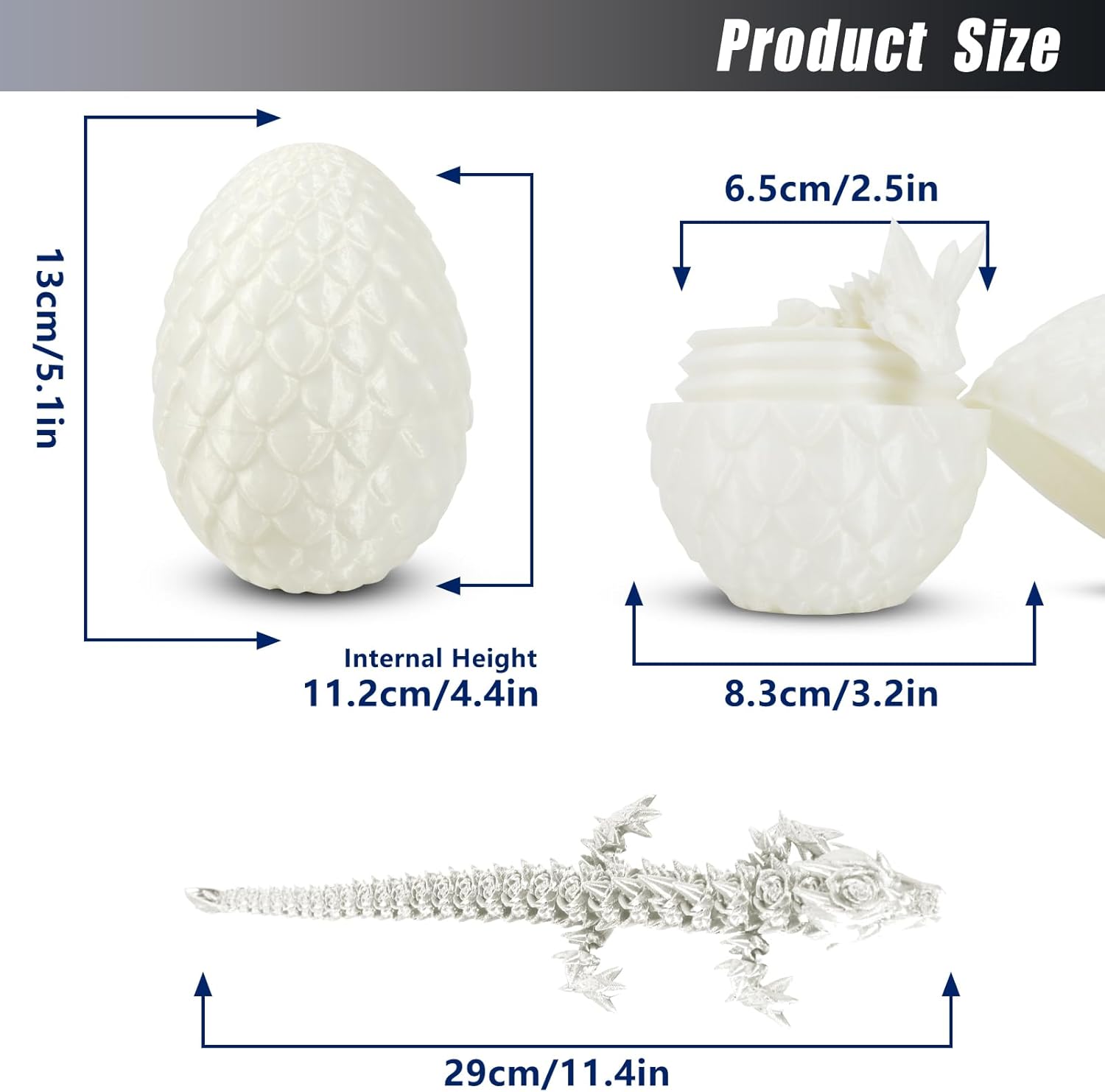 Easter Dragons 3D Printed Dragon Egg with Dragon Inside Crystal Dragon Fidget Toy for Adult Full Articulated Dragon for Home Office Decor