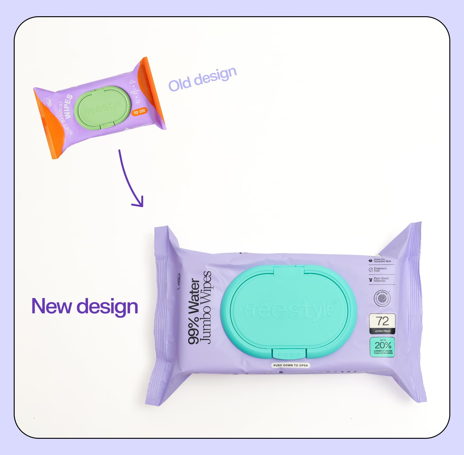 Freestyle Soft Jumbo Baby Wipes, Hypoallergenic and Unscented, Water-Based Wet Wipes for Babies, Finely Suited for Sensitive Skin, Thick & Oversized, Pack of 6, 72 Wipes Per Pack