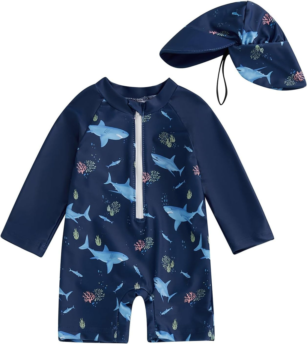 Hnyenmcko Baby/Toddler Boy Rash Guard Swimsuit Long Sleeve One Piece Zipper Swimwear Sunsuit Infant Bathing Suit Beachwear