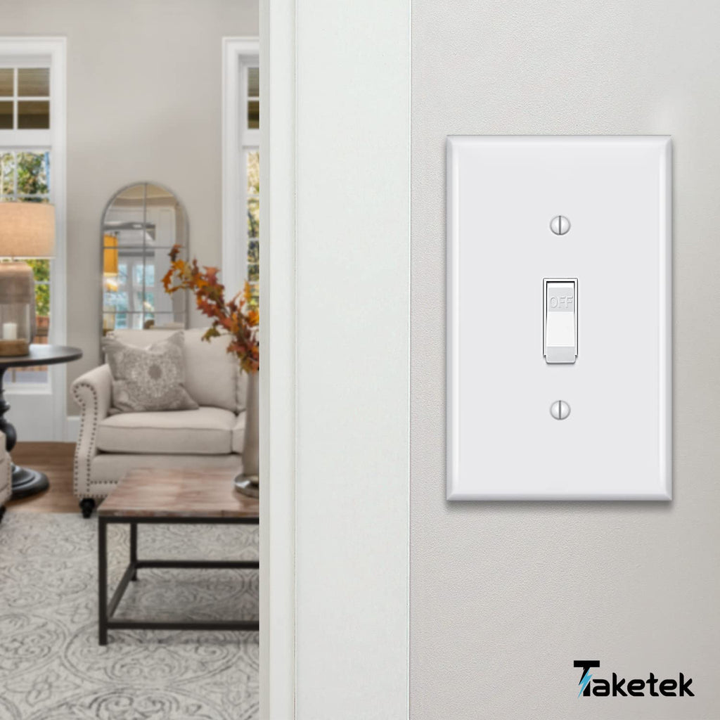 Toggle Light Switch Covers, Electric Light Switch Plates, Single Switch Plate Covers, Electrical Lightswitch cover plate, Wall Plates for Light Switches, Standard Size 1 Gang, White, 10 Pack