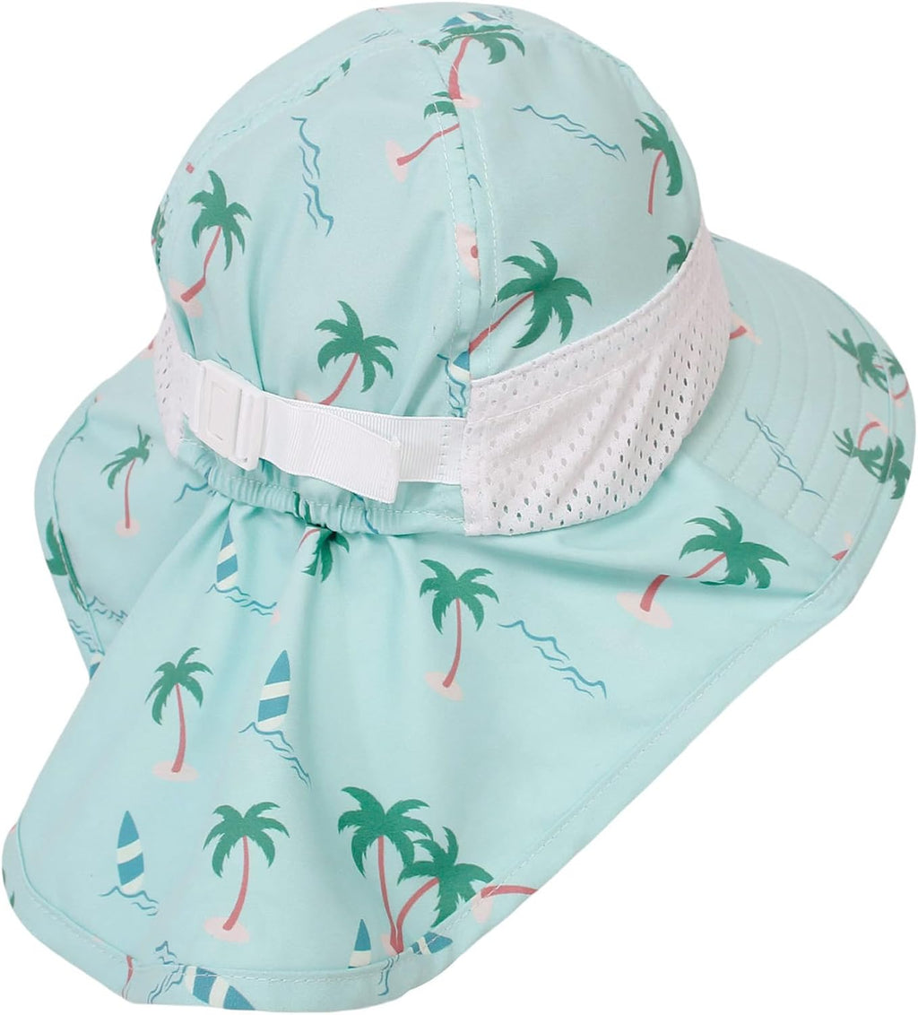 CHUNG Baby Sun Protection Hat Summer Toddler Adjustable UPF 50+ Wide Brim Neck Flap Beach Caps Boys Girls 1-12 Years Kids