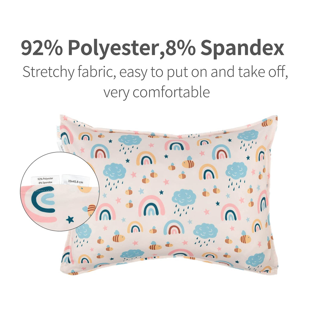 ALVABABY Toddler Pillowcases Stretchy Soft Kids Pillow Cover 2 Pack Fit 13"x 18" or 12"x19" Envelope for Girl Boy Sleepy Travel