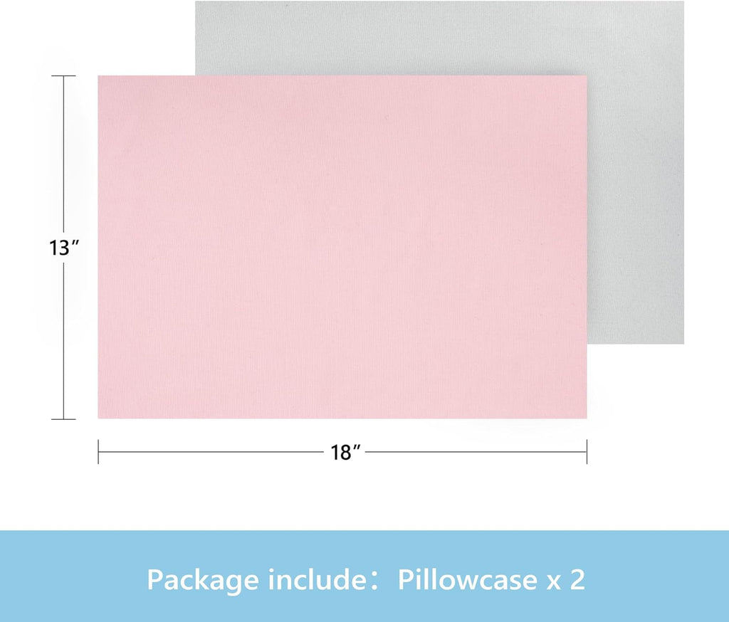 TILLYOU Toddler Pillowcase 2 Pack with Zipper,Silky Soft Microfiber 13" x 18" Kids Travel Pillow Cases, Gray & Pink