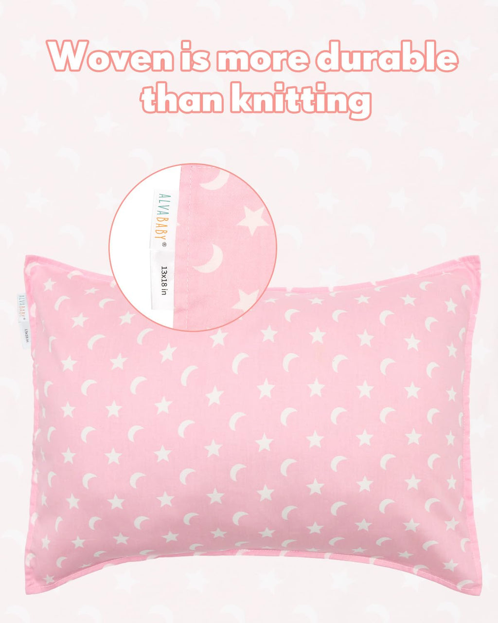 ALVABABY Toddler Pillowcases 2 Pack Organic Cotton Kids Pillow Cover Fit 13"x 18" or 12"x25" Envelope for Girl Boy Sleepy Travel