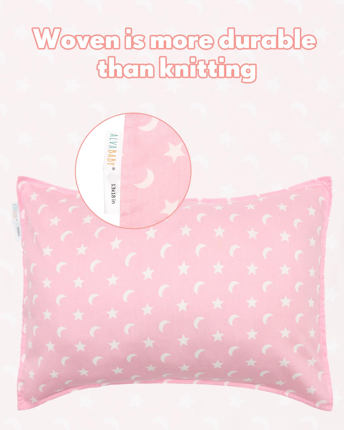 ALVABABY Toddler Pillowcases 2 Pack Organic Cotton Kids Pillow Cover Fit 13"x 18" or 12"x25" Envelope for Girl Boy Sleepy Travel