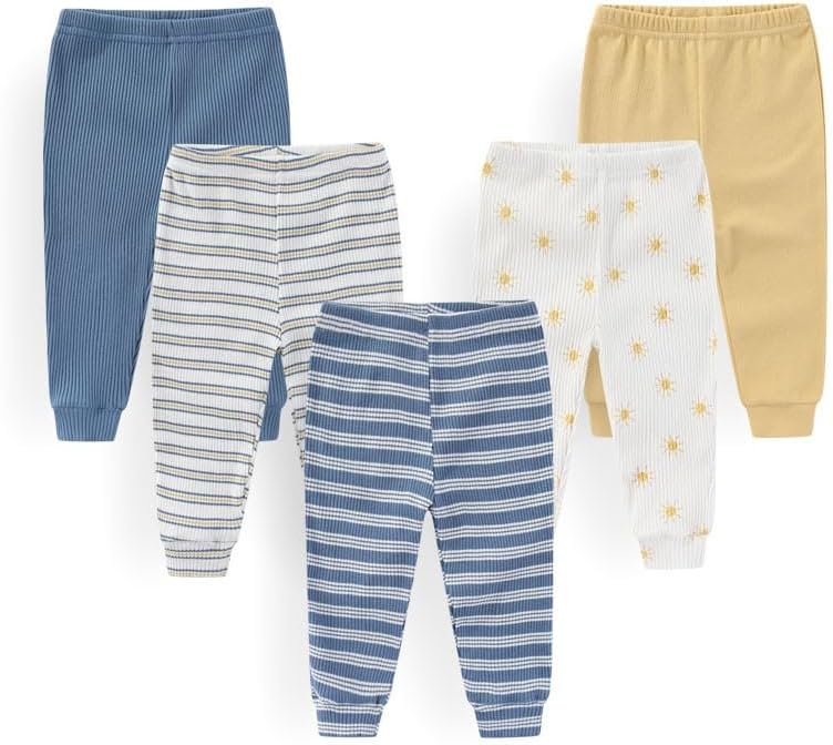 Unisex Baby Boy Girl Pants Sets Cotton Soft Infants Bottoms Casual 5 Pack 0-12 Month Babies' Leggings