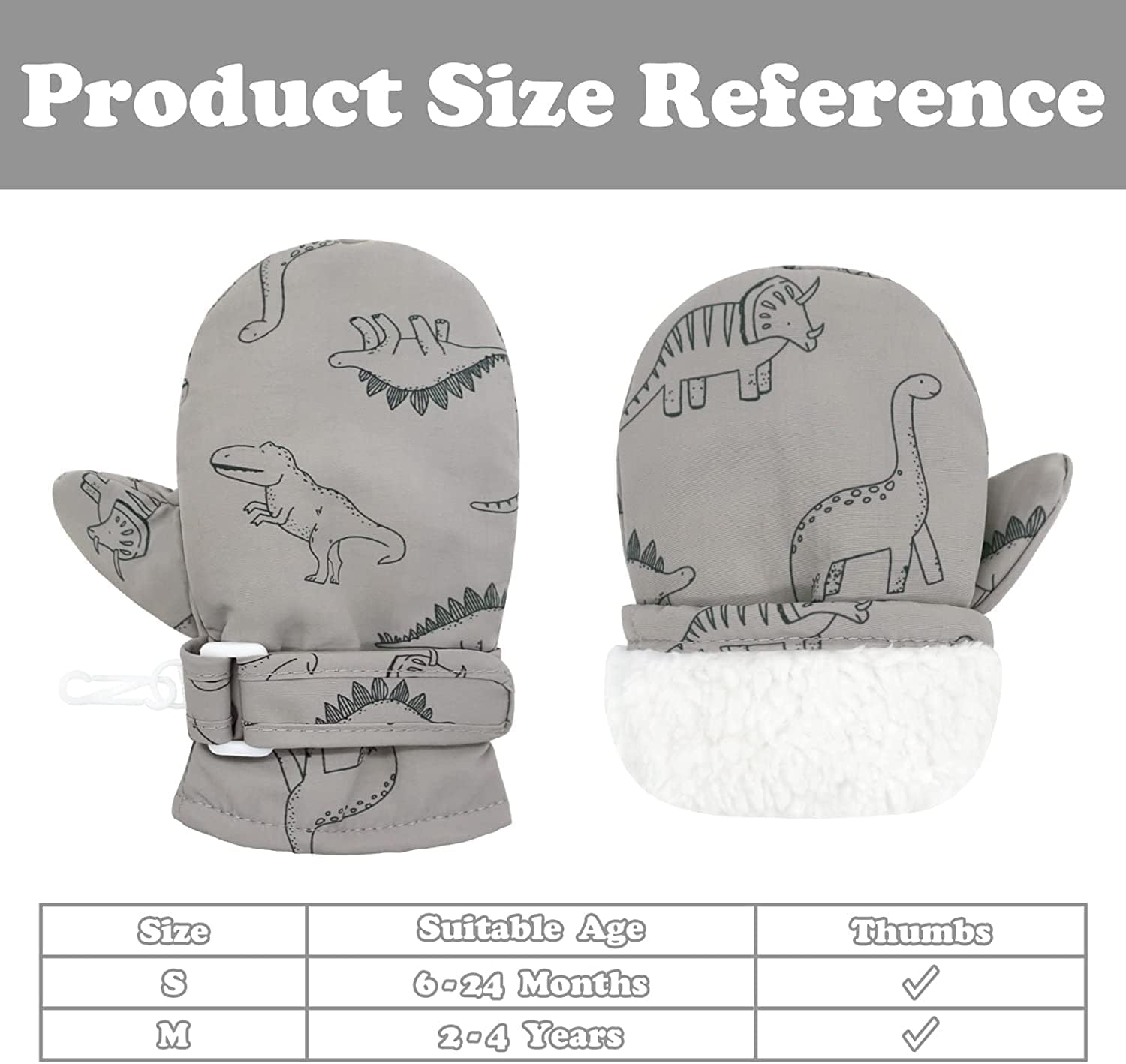 Toddler Gloves Kids Mittens Winter Warm Lined Fleece Gloves Waterproof Snow Baby Mitten for Boys Girls