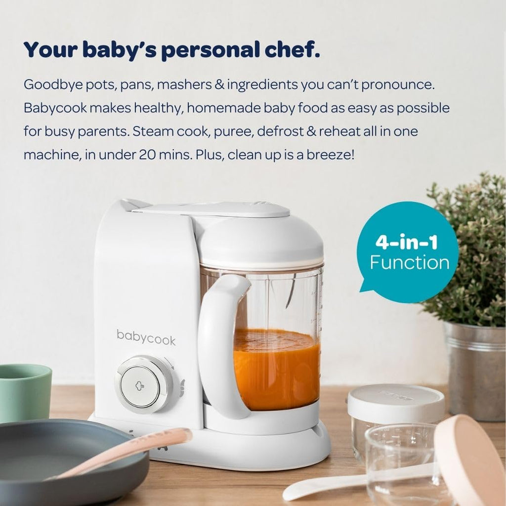BEABA Babycook Solo 4 in 1 Baby Food Maker, Puree Steamer and Blender for Purees, Grinder with Auto Steam Cooking, Lrg Capacity 4.5 Cups 27 Servings in 20 Mins, Pralin