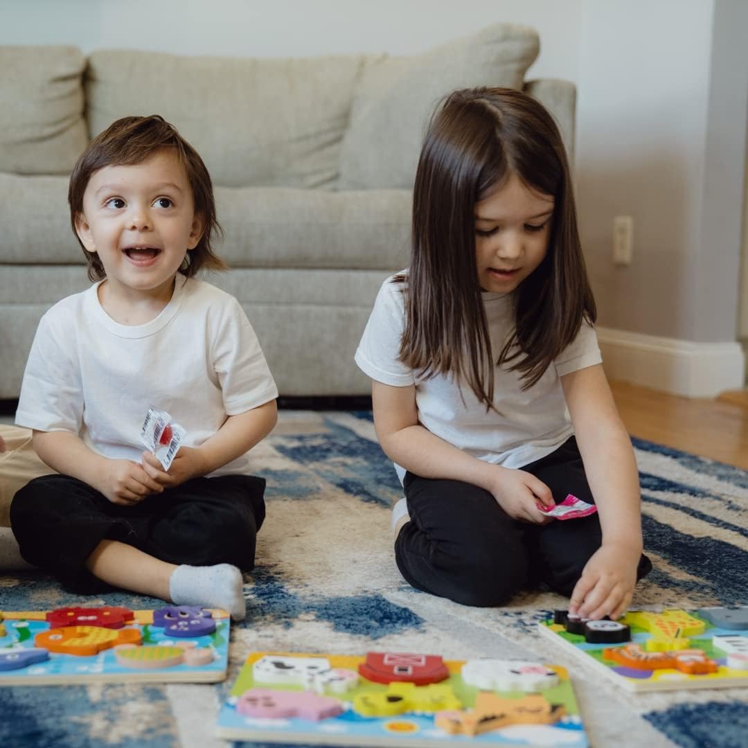 Chunky Puzzles for Toddlers 1-3, Farm, Sea, Zoo Animals Wooden Puzzles, Preschool Early Learning Toy Gift for Kids Ages 1 2 3 Year Old