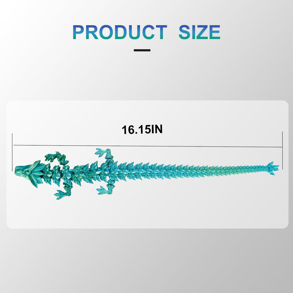 3D Printed Dragon with Dragon Egg 16.5'' Articulated Dragon Crystal Dragon Fidget Dragon Egg Toys Executive Desk Toys (Dragon Only-Rainbow Colour)