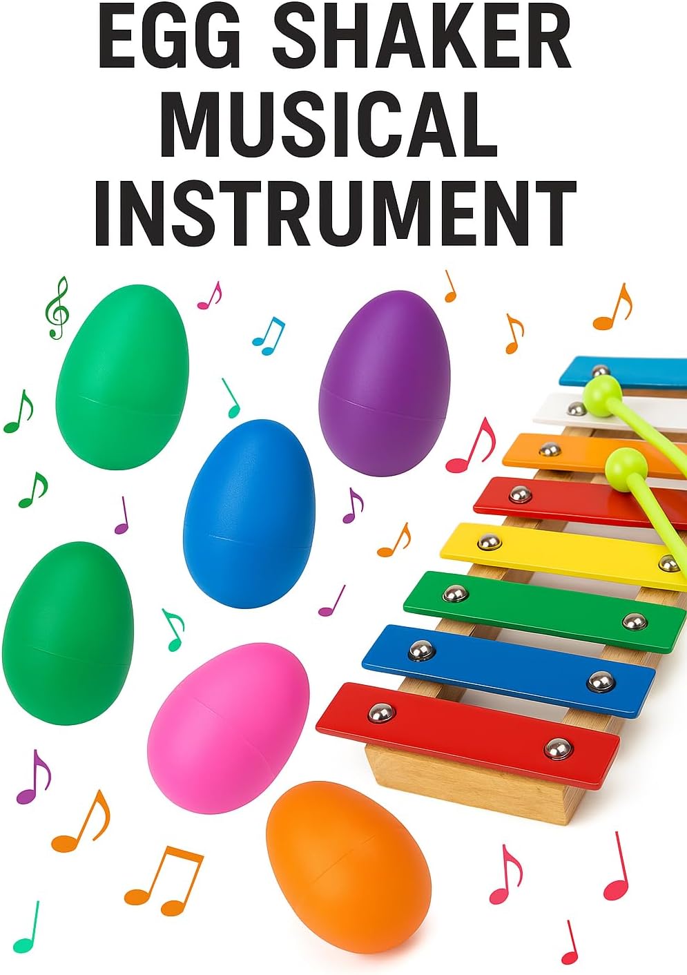 GIFTEXPRESS 50 PCS Easter Egg Shakers for Kids – Colorful Percussion Musical Maracas for Toddlers, Baby Sensory Toys, Easter Basket Fillers, Preschool Rhythm Instruments, Classroom Noise Makers