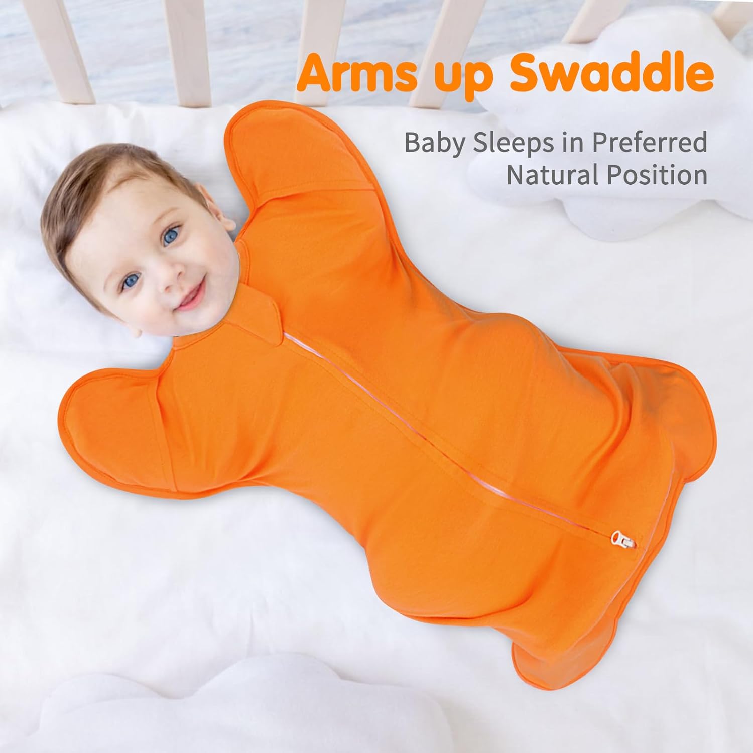 Transition Swaddle 3-6 Months Sleep Sack Baby Arms up Swaddles 2-Way Zipper 100% Cotton Arms in/out 0.8 Tog Baby Swaddles Newborn Sleep Sack for Boy Girl, 2-Pack Transitional Swaddle (Medium 14-20lbs)