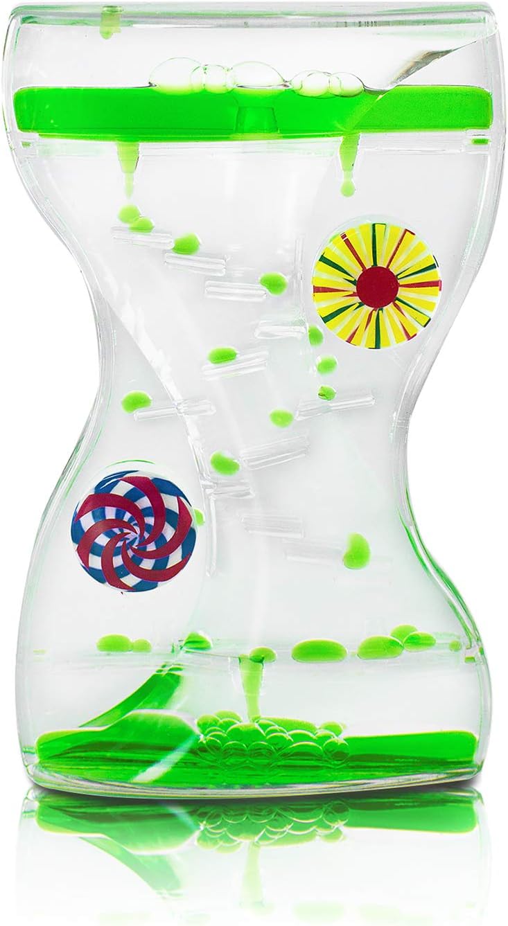 Super Z Outlet Colorful Liquid Motion Bubbler Desk Sensory Toy Timer Zig Zag Floating Rotating Circles for Play, Fidgeting, Captivating Distraction (Swirls)
