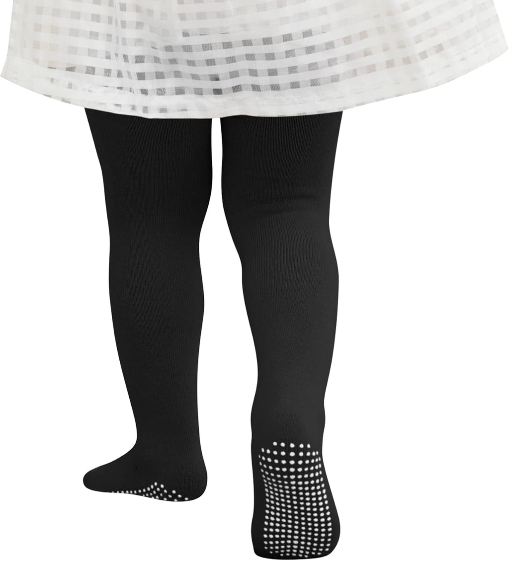 Zando Baby Girls Tights Cozy Cotton Infant Non Slip Grip Leggings Toddler Solid Knit Pantyhose Warm Newborn Stockings