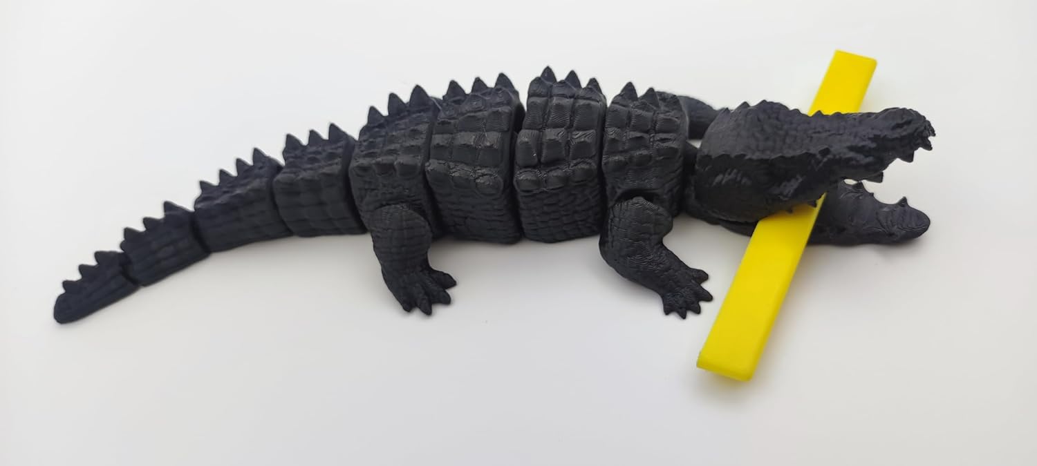 3D Printed Crocodile 3D Printed Toy 3D Printed Animals 3D Printed Stuff 3D Printed Fidget Toys Home Office Executive Desk Decor (Black)