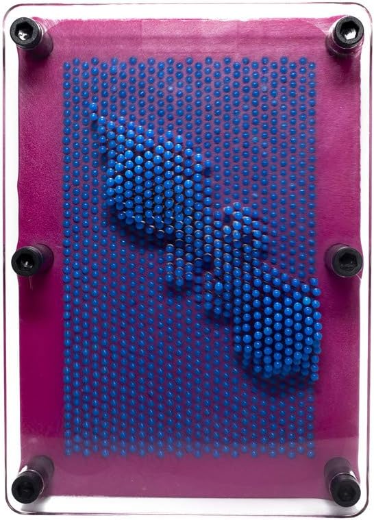 Plastic Pin Art Board Game 3D Large Size Sculpture for Children Adults 5 x 7 inches, Colorful Desk Toy Gift (Blue pin)