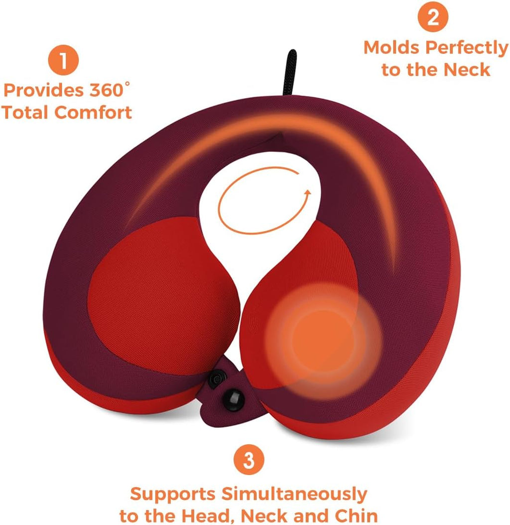 INFANZIA Kids Chin Supporting Travel Neck Pillow, Helps Support Head and Neck, Comfortably Designed for Head, Neck, and Chin Support - Gifts for Toddler/Child/Kids, Red