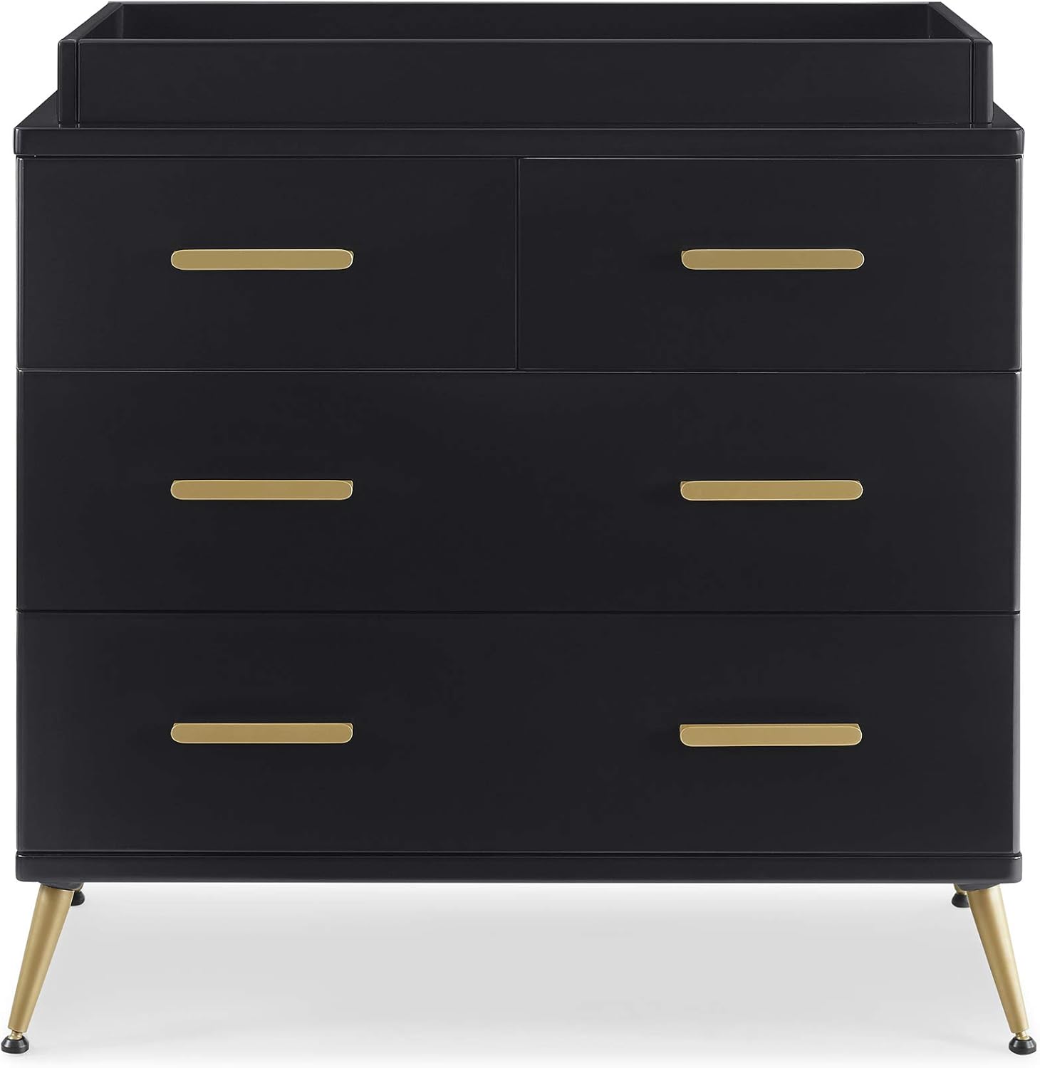 Delta Children Sloane Crib 7-Piece Baby Nursery Furniture Set–Includes: Convertible Crib, Dresser, Changing Top, Crib Mattress, Fitted Sheets, Toddler Guardrail & Changing Pad, Black w/Melted Bronze