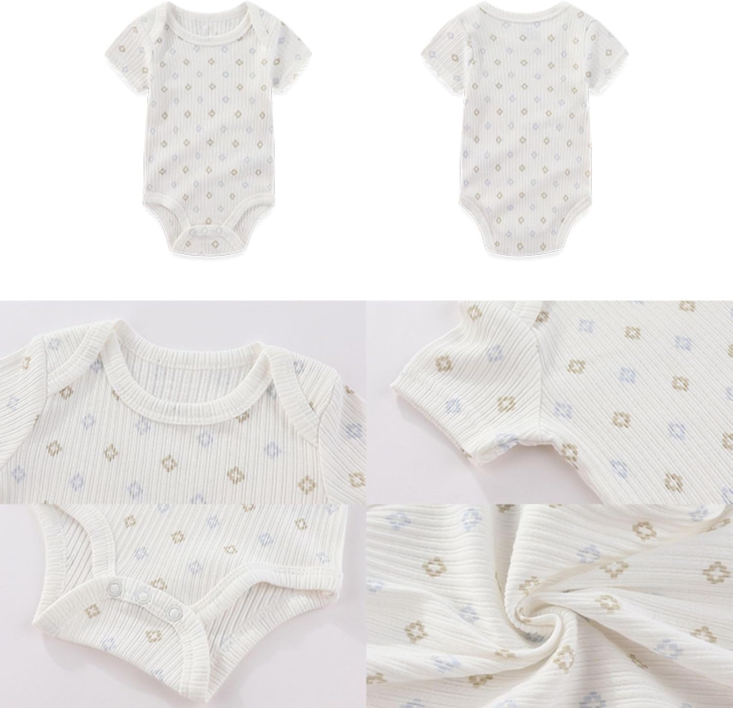 Four Seasons Baby Boy Girl Bodysuits 5-Pack Cotton Comfort Short Sleeve Baby Clothes Soft Infant Outfits