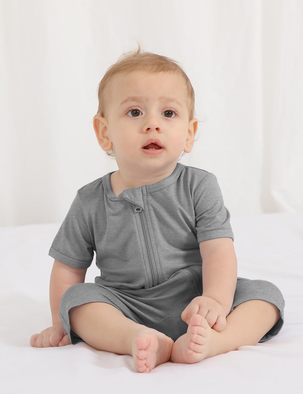 Jimonda Boys Baby Girls Short Sleeve Romper Unisex Baby Footless Pajamas With Viscose 2-Way Zipper Front 3Pcs0-24Months