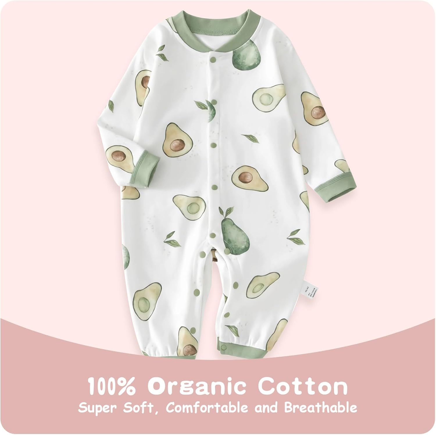 100% Organic Cotton Soft 3-24 Months Baby Romper Jumpsuits for Boys and Girls Unisex Long Sleeve