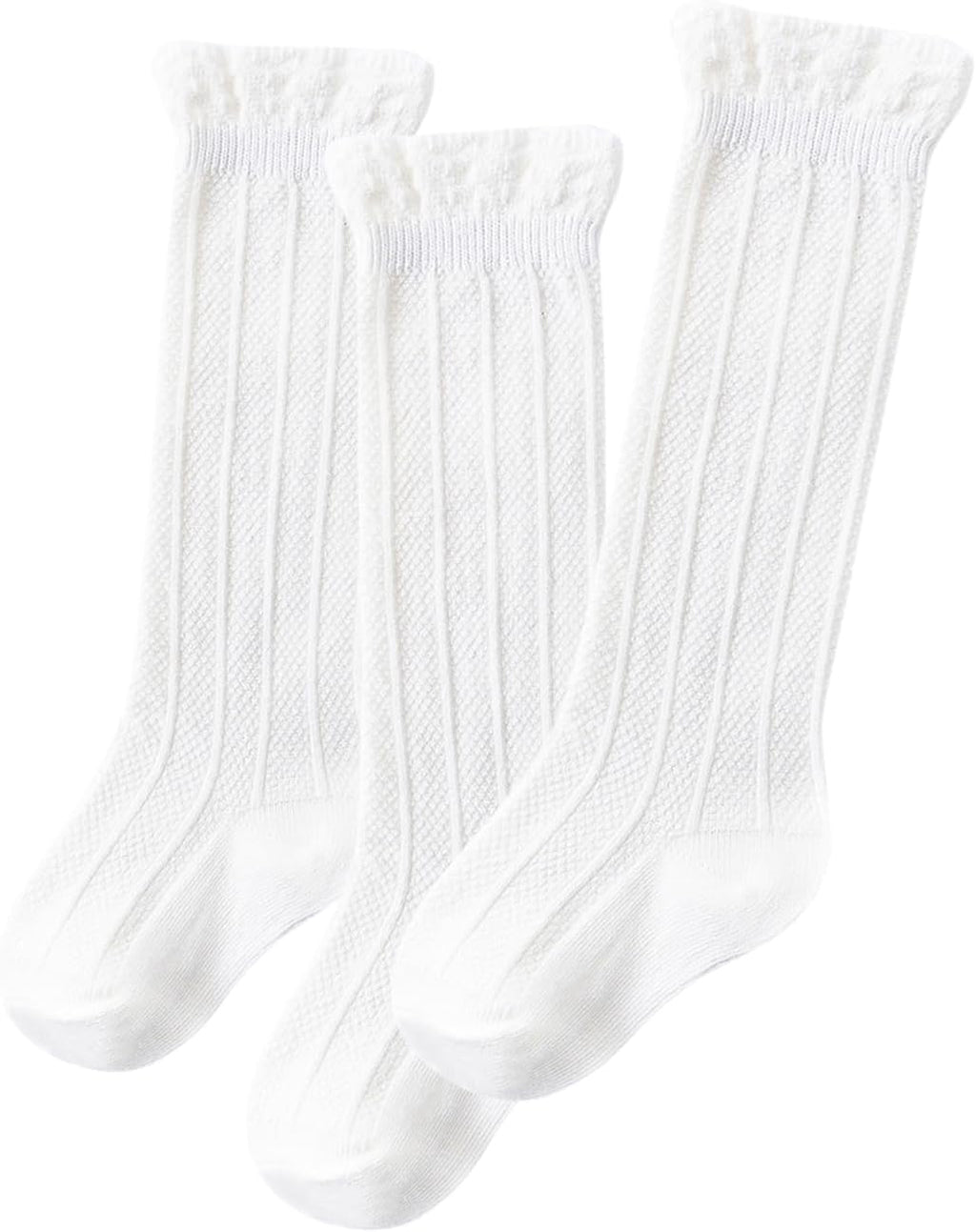 Zando Baby Knee High Socks - Infant to Toddler, Cotton Ruffle Socks, Warm Girls & Boys Long Stockings, 3-6 Pairs