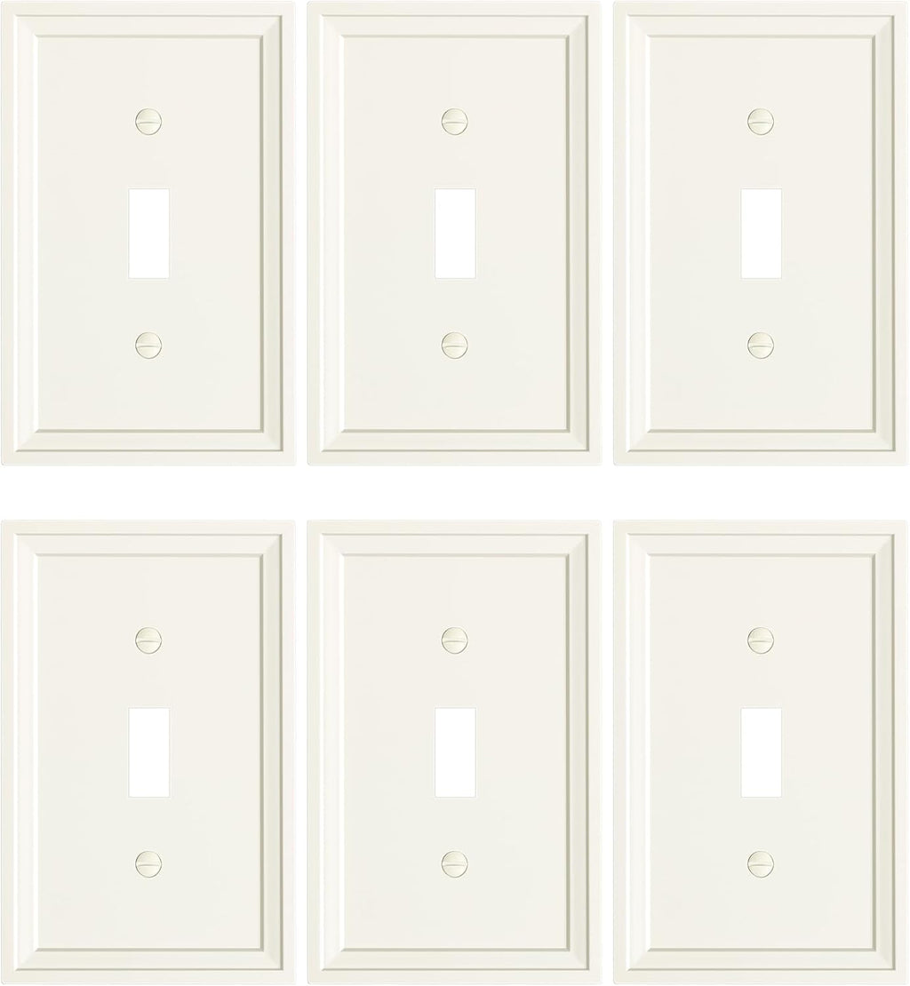 6-Pack Single Toggle Light Switch Covers Wall Plate, Light Almond Decorative Switch Plate Covers, 1 Gang Natural Bamboo Fiber Wall Plate, Corrosion Resistant