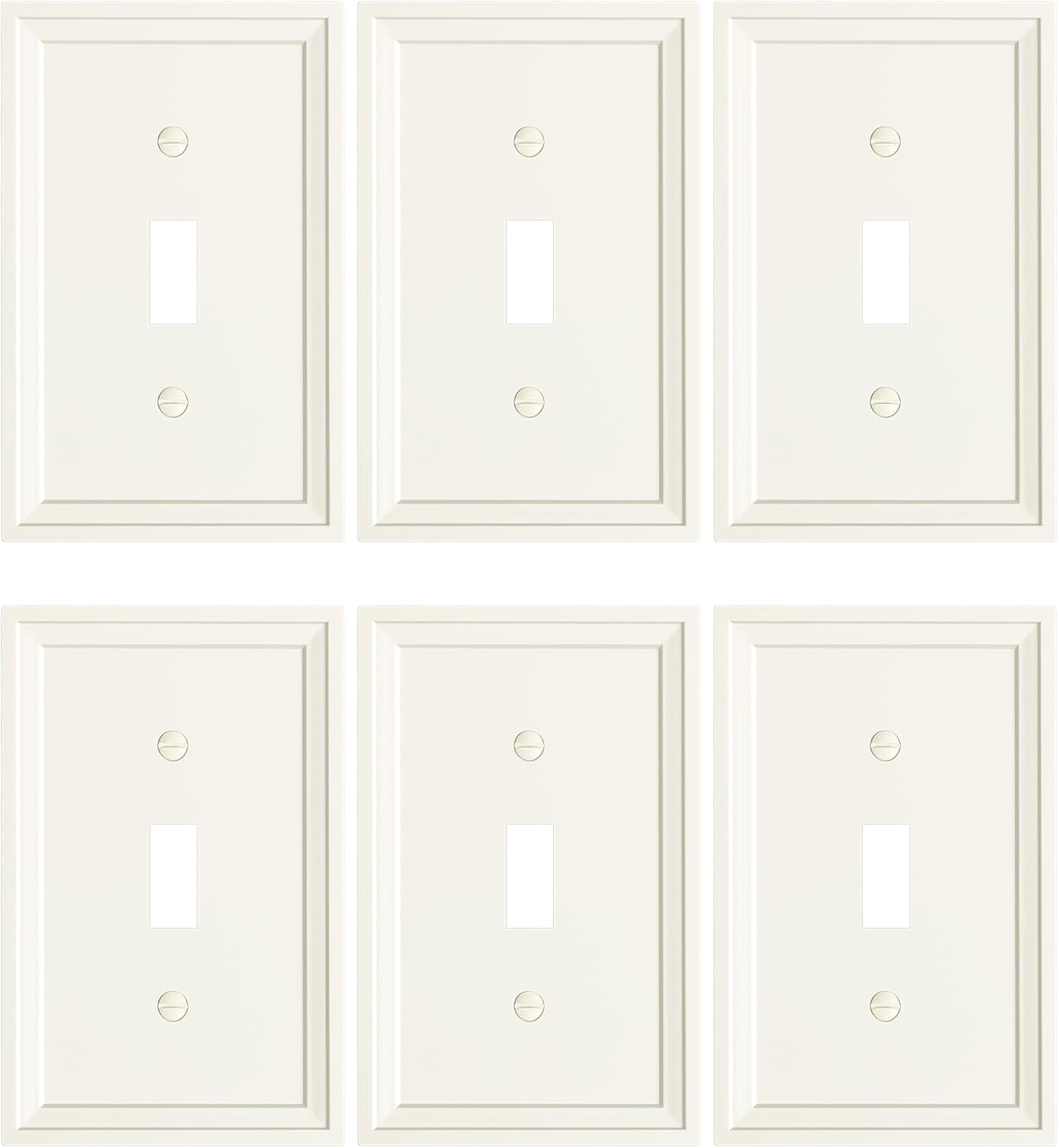 6-Pack Single Toggle Light Switch Covers Wall Plate, Light Almond Decorative Switch Plate Covers, 1 Gang Natural Bamboo Fiber Wall Plate, Corrosion Resistant