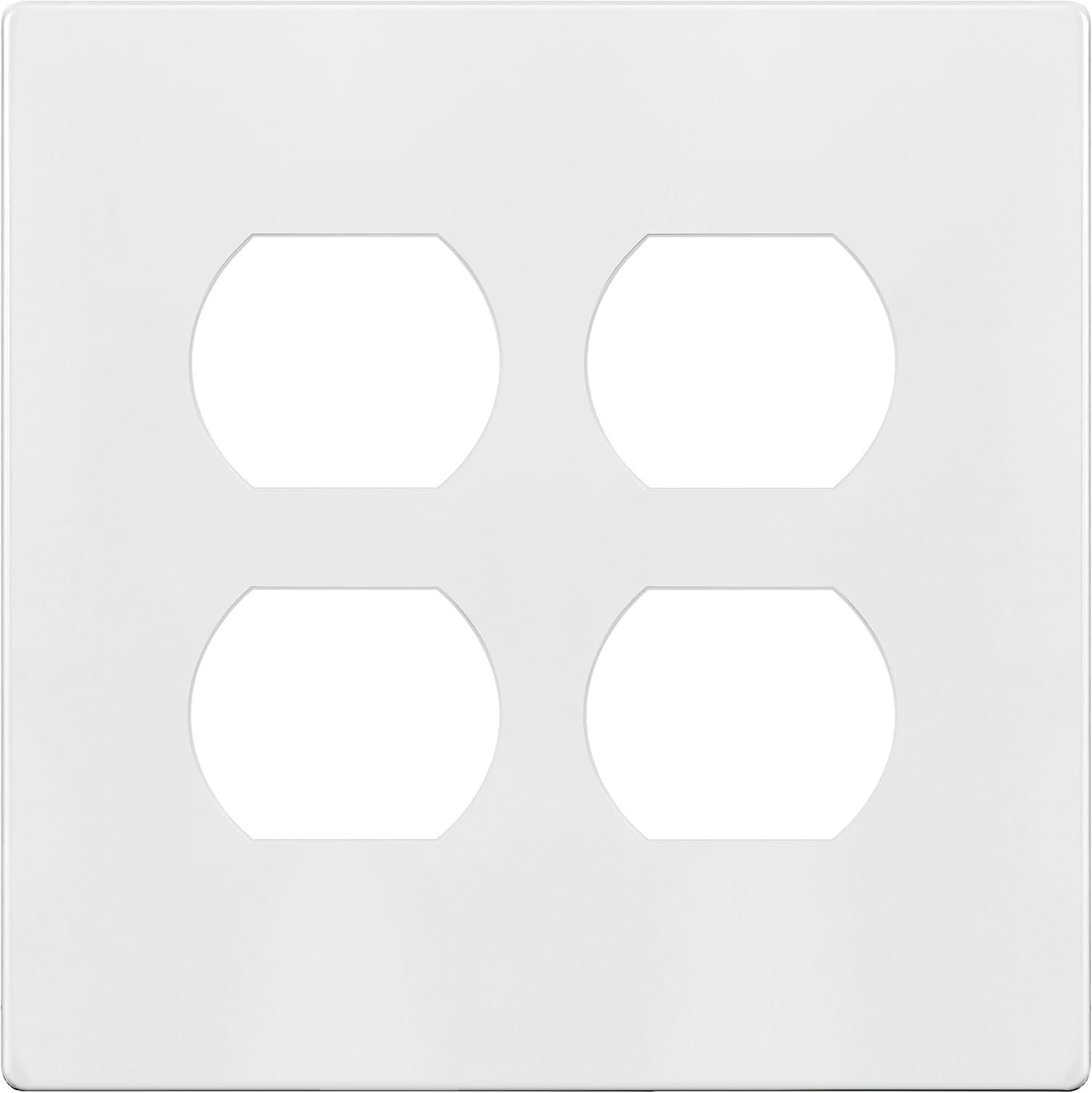 TG Screwless Duplex Wall Plate, Child Safe Double Receptacle Outlet Cover, Standard Size, 2-Gang 4.68" x 4.73", Unbreakable Polycarbonate Thermoplastic, UL Listed, SP-S2-W, Glossy, White
