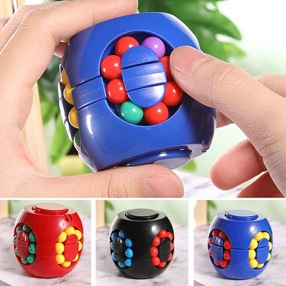 Rotating Bean Magic Cube Fidget Puzzle Toys Anti Stress Ball IQ Games Educational Sensory Easter Gift for Boys Girls Kids Children Adults (Blue)