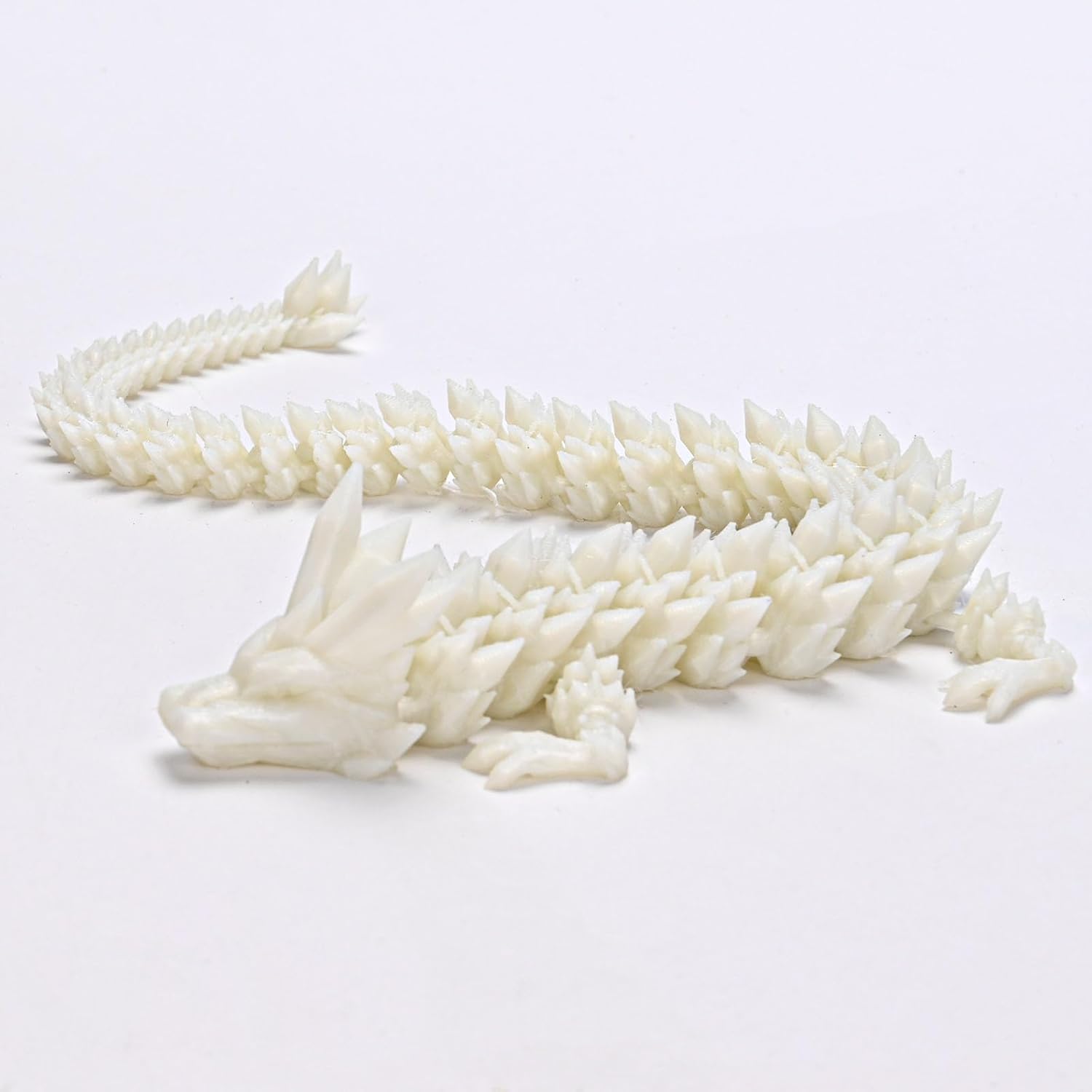 12inch Dragon Egg, Year of The Dragon, 3D Printed Dragon, Executive Desk Toys, Articulated Dragon, Fidget Toys Gifts for Graduates Students Teachers Adults (White)