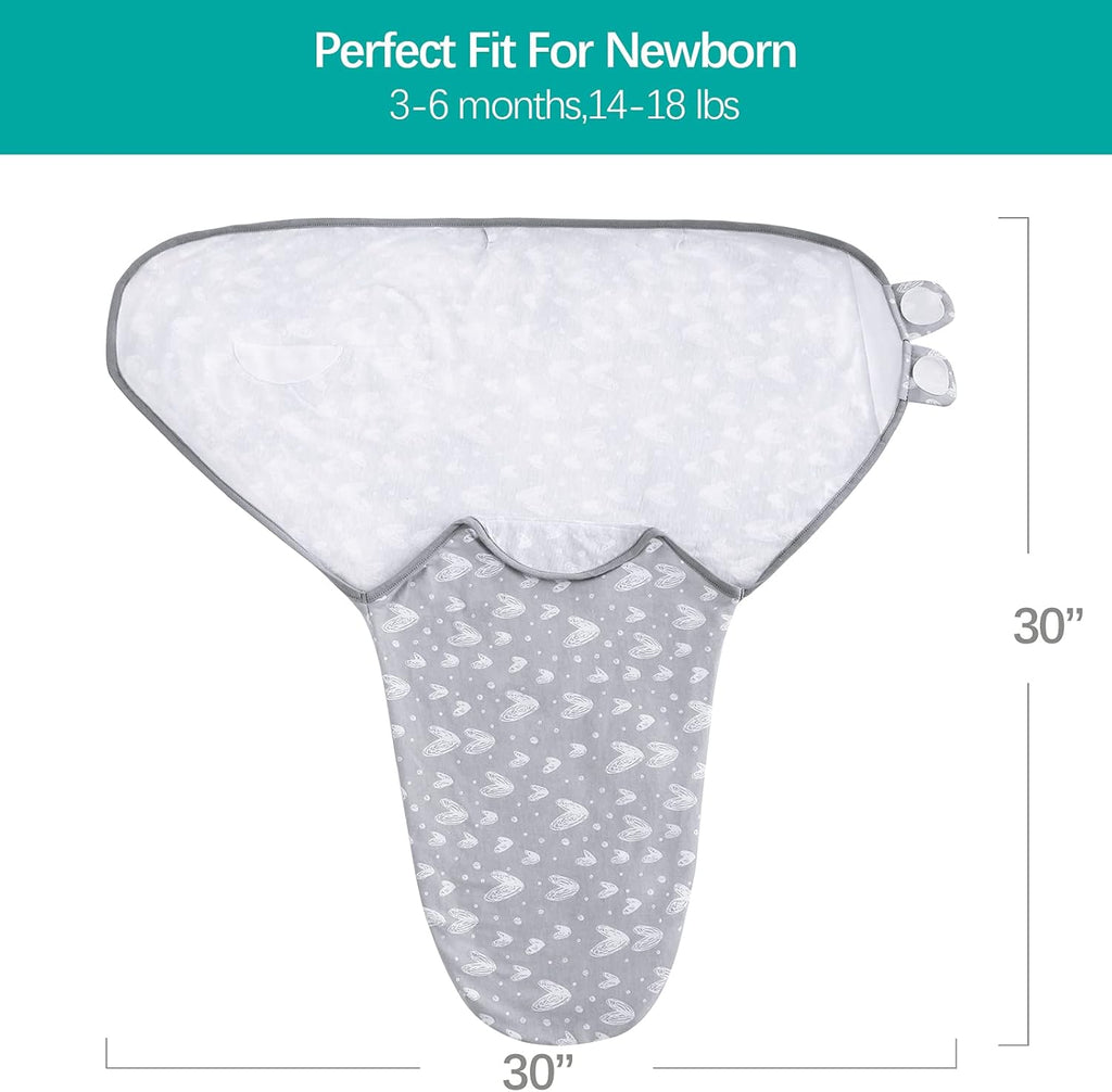 Biloban Baby Swaddle for Boys Girls, 3-6 Months, Cotton Blanket, Newborn Essentials, Lovely Grey Print, 2 Pack