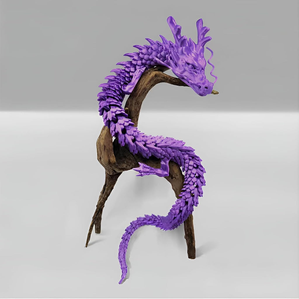 3D Printed Dragon Fidget Toy, 18in Surprise Mystery Dragon, Crystal Dragon Fidget Toy, Articulated Pye Dragon Fish/Display Cabinet/Home/Office Desktop Decor (Purple)