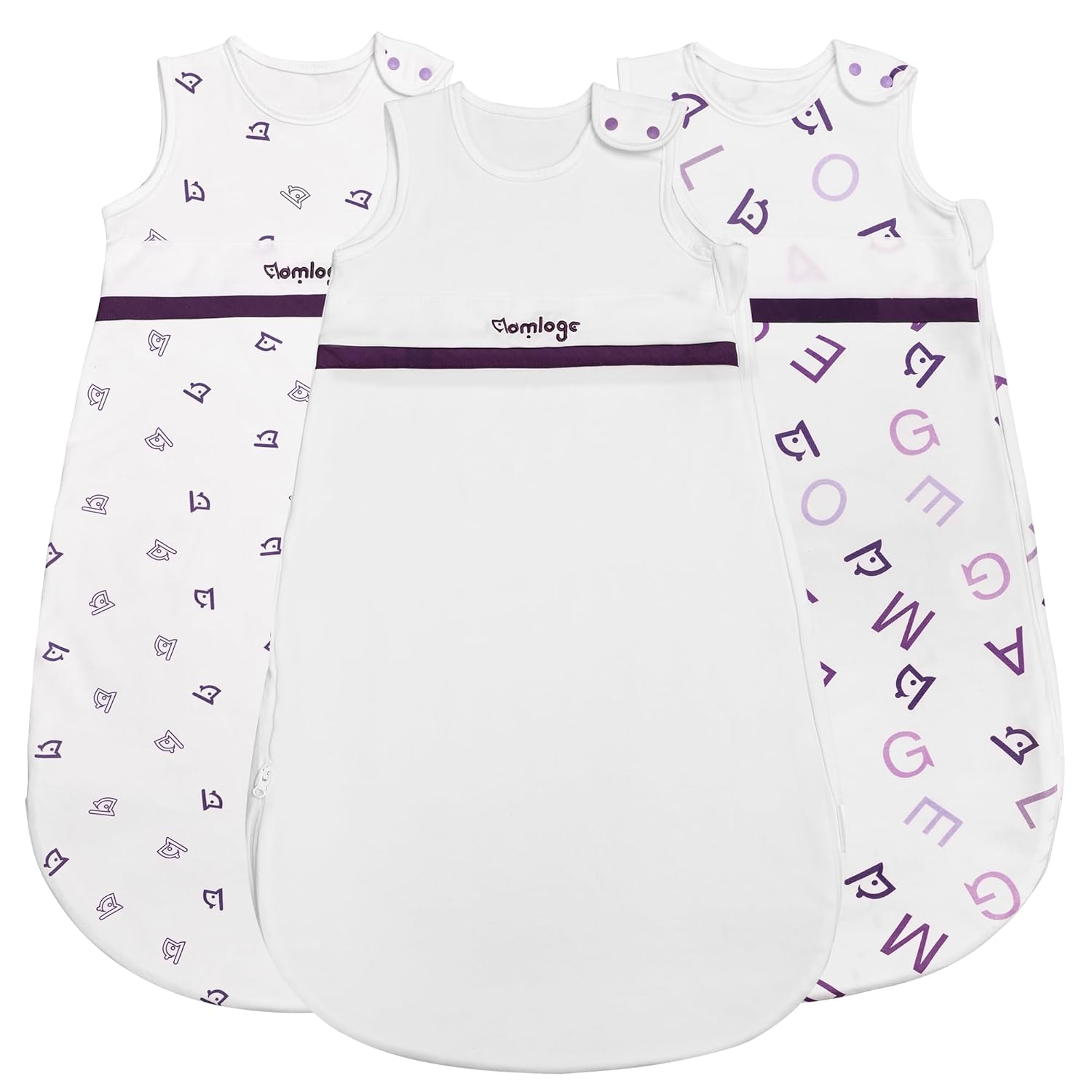 PuppyNap Baby Sleep Sack - 3-Pack Set, 12-18 Months, 100% Organic Cotton with 2-Way Zipper