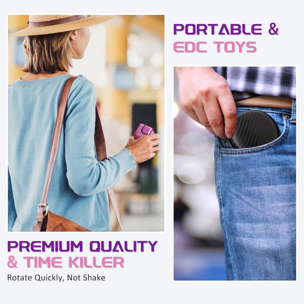 Fidget Spinner Cube Toys for Kids Adults, Metal EDC Sensory Focus 2 in 1 Toy, Mini Gadget Fingears Stress Relief Easter Stuff Desktop for Boy Girl Woman (Pink)