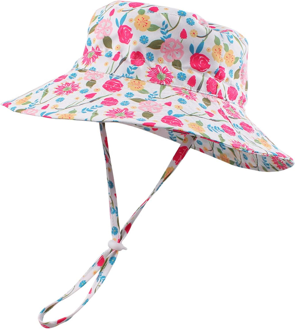 Peecabe Summer Baby Sun Hat for Boys Girls UPF 50+ Wide Brim Toddle Bucket Hat Adjustable Baby Beach Cap 0-8 Years