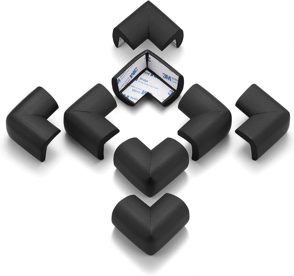 8 Pack Soft Sponge Table Corners, Corner Protector Baby, Baby Proofing Corner Guards, Pre-Taped Furniture Corner Protectors, Child Safety Furniture Bumper, Corner Protectors for furniturey, Black