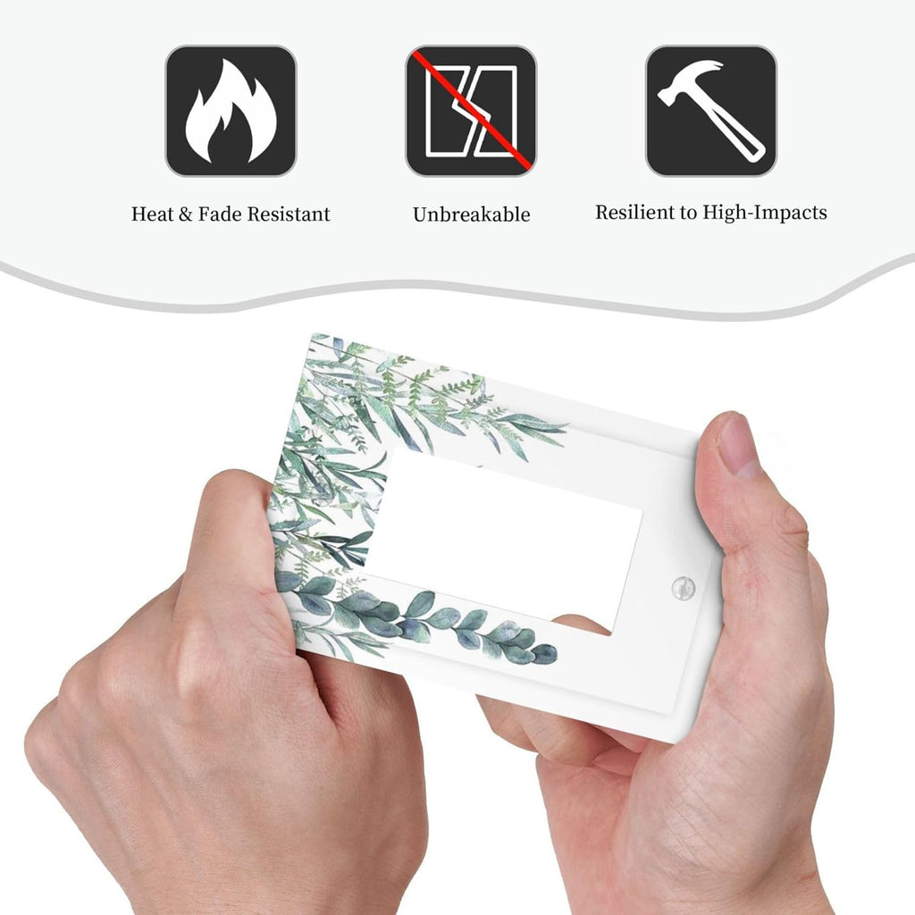 Eucalyptus Leaves Greenery Vine Flowers Simplicity Decorative Outlet Covers 1 Gang Single Rocker Light Switch Cover Plate Wall Plates GFCI Faceplate for Bed Room Living Room Decor