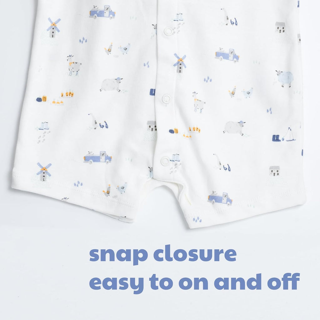 3-Pack 100% Cotton Baby Boy Rompers,0-24Months Short Sleeve Toddler Romper,Breathable Spring/Summer Clothes