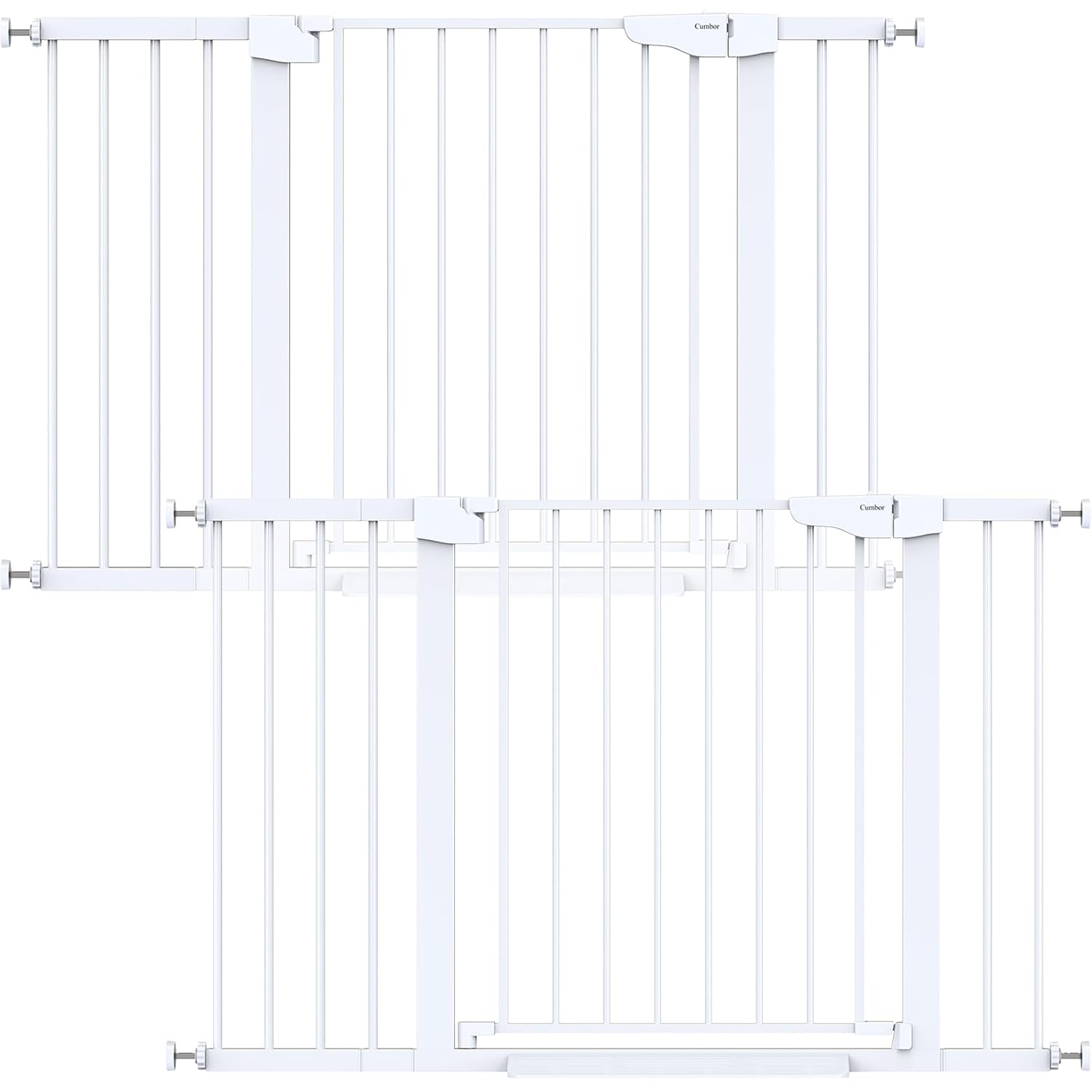 Cumbor 2 Pack 29.7"-48" Baby Gate for Stairs, Mom's Choice Awards Winner-Dog Gate for Doorways, Pressure Mounted Auto-Close Pet Gates for Dogs Indoor, Safety Child Gate with Easy Walk Thru Door,White