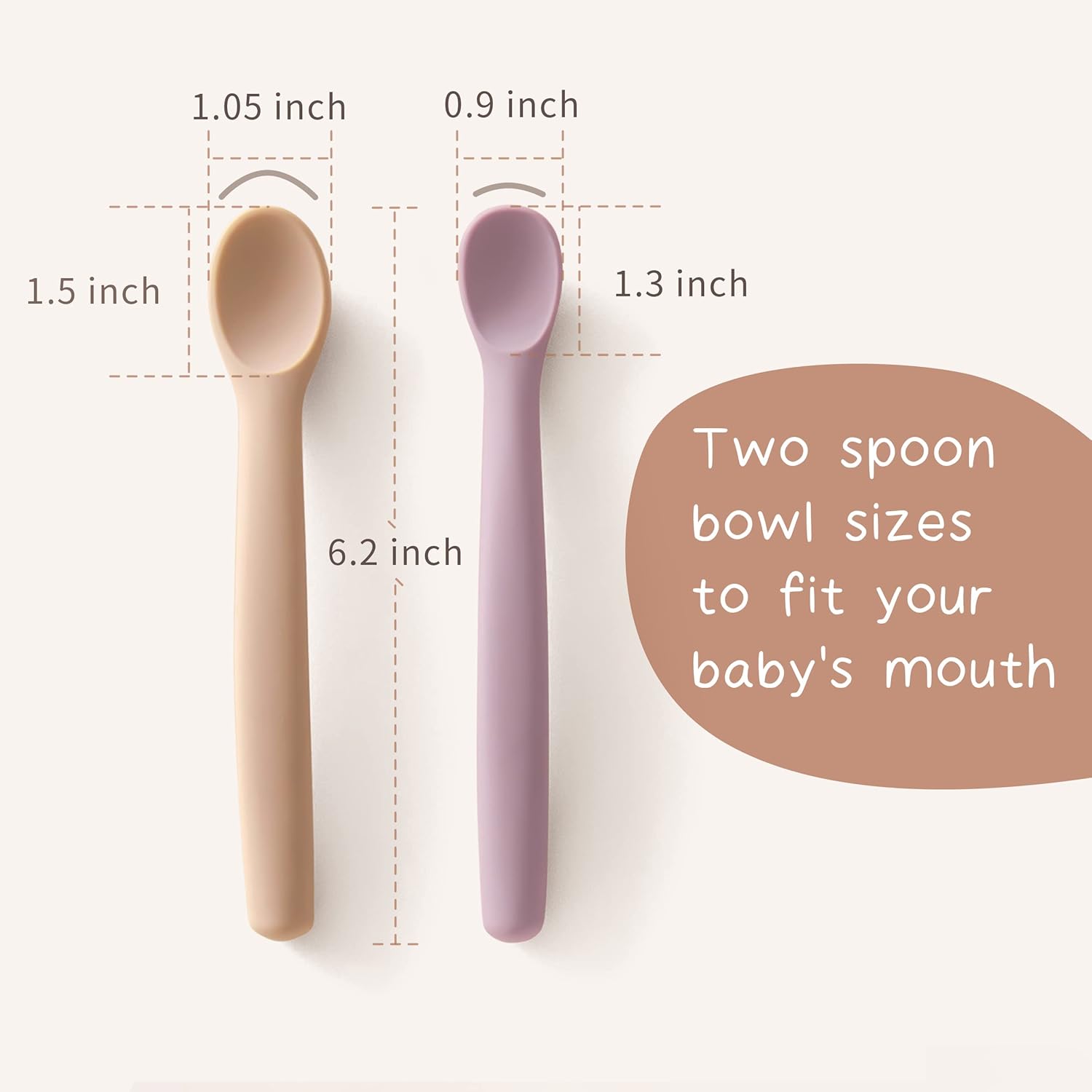 Moonkie Silicone Baby Spoons Set of 4, Two Sizes Feeding Spoon for First Stage 4+ Months, Baby Utensils, Toddler Led Weaning Spoons, Bendable, Chewproof & Boil-proof(Without Case)