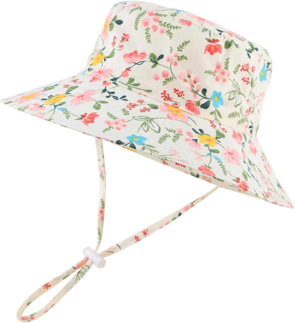 Peecabe Summer Baby Sun Hat for Boys Girls UPF 50+ Wide Brim Toddle Bucket Hat Adjustable Baby Beach Cap 0-8 Years