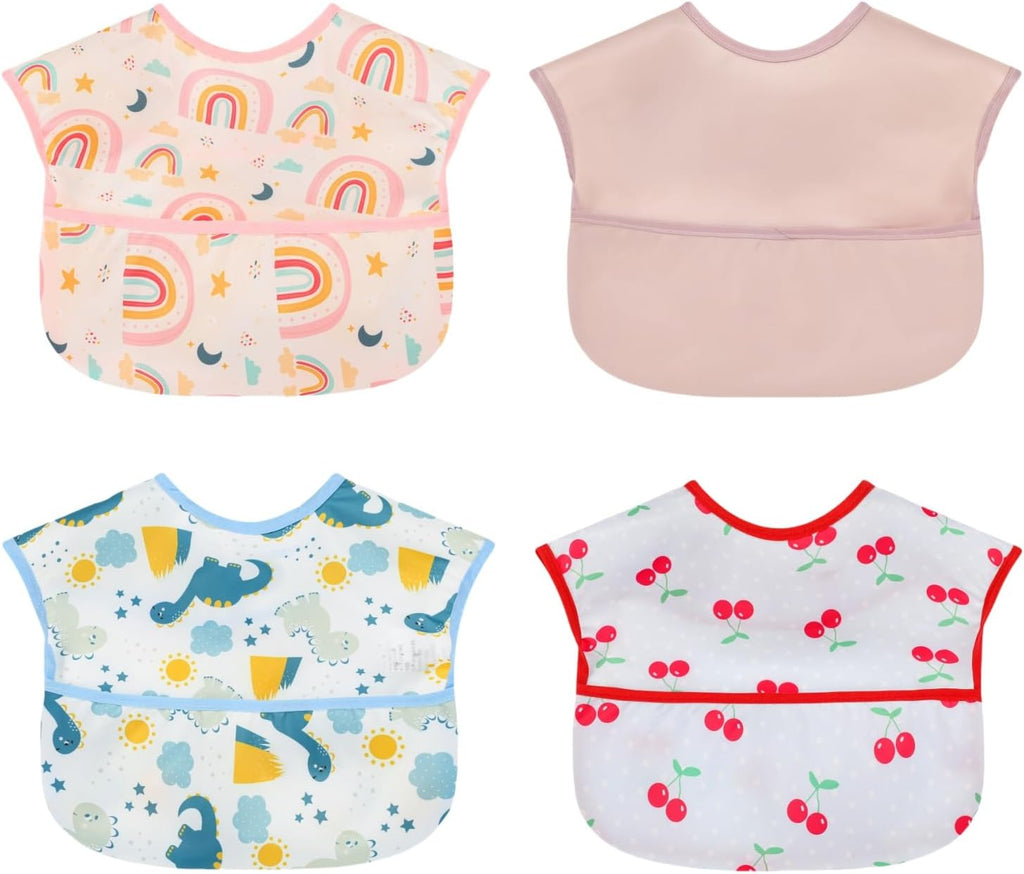 Baby bibs Waterproof Toddler bib - Feeding bib with Pocket for Infant Boy Girl Washable 6-36M