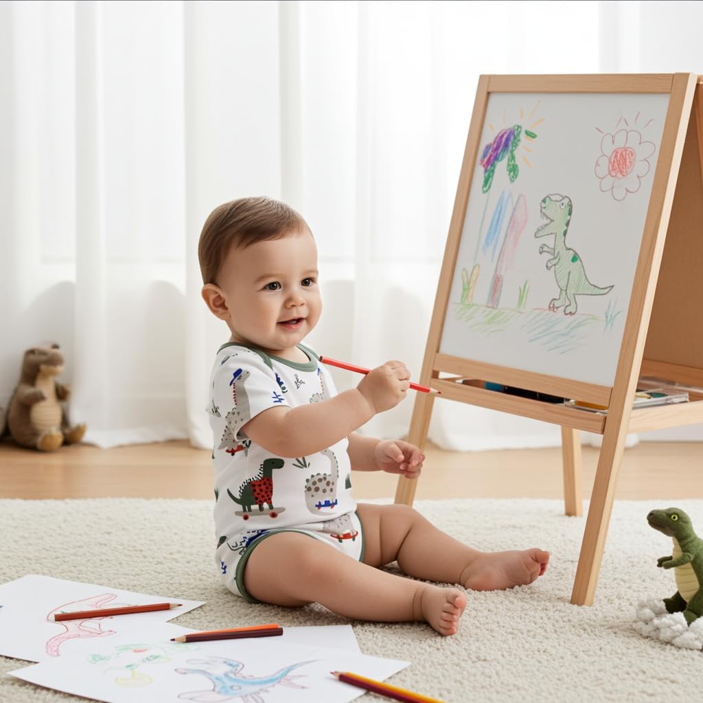 PATPAT Baby Bodysuits Supersoft Bamboo Viscose - Short Sleeve Boys and Girls - Newborn Infant Unisex Clothes Pack