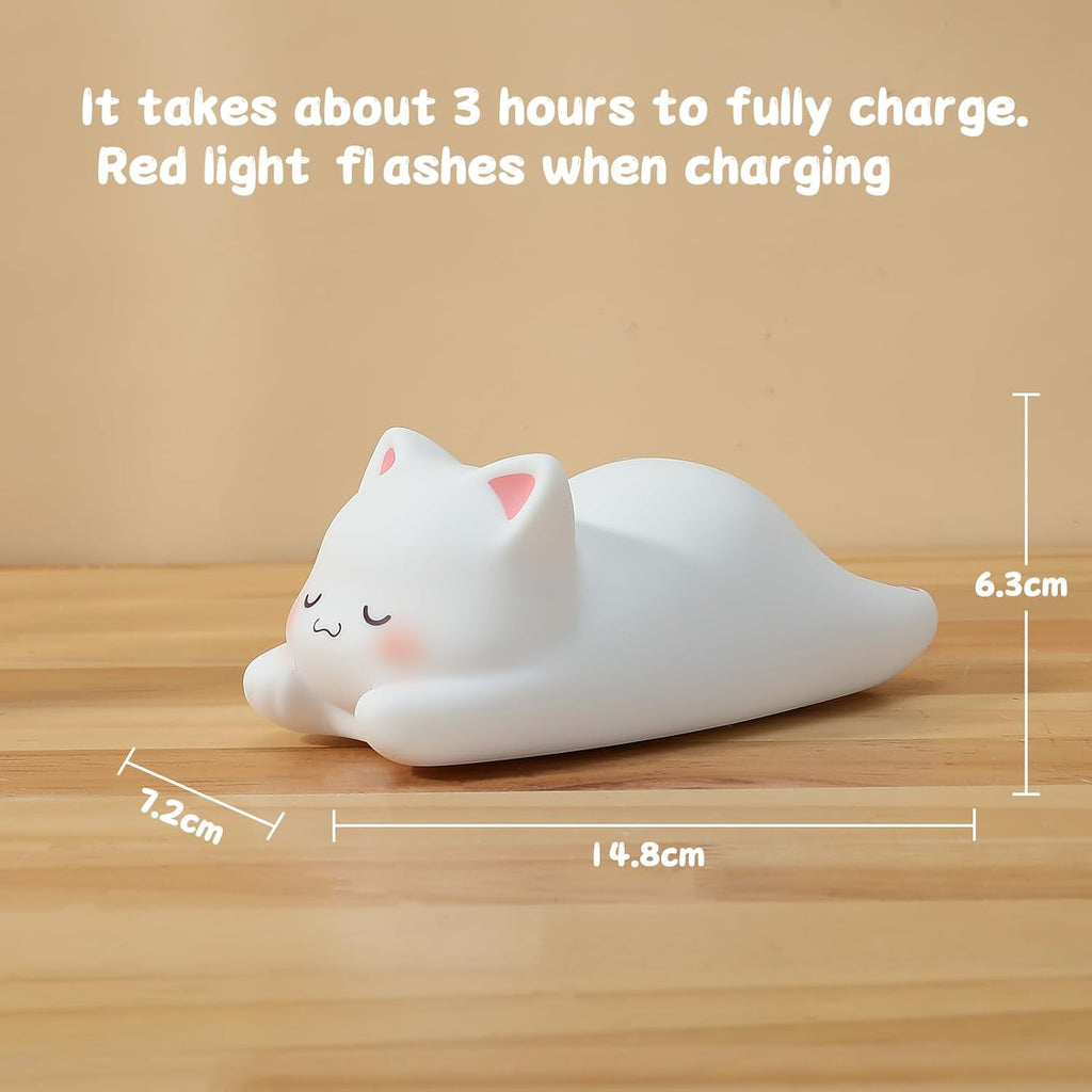 LOVERUIS Cute Night Light for Kids Cat Night-Light Baby Girl Squishy NightLight 1/3 Hour Timer Kitty Light Dimmable Nursery Lamp Colorful Nightlight Gift for Kid Toddler Kawaii Bedroom (Mimi)