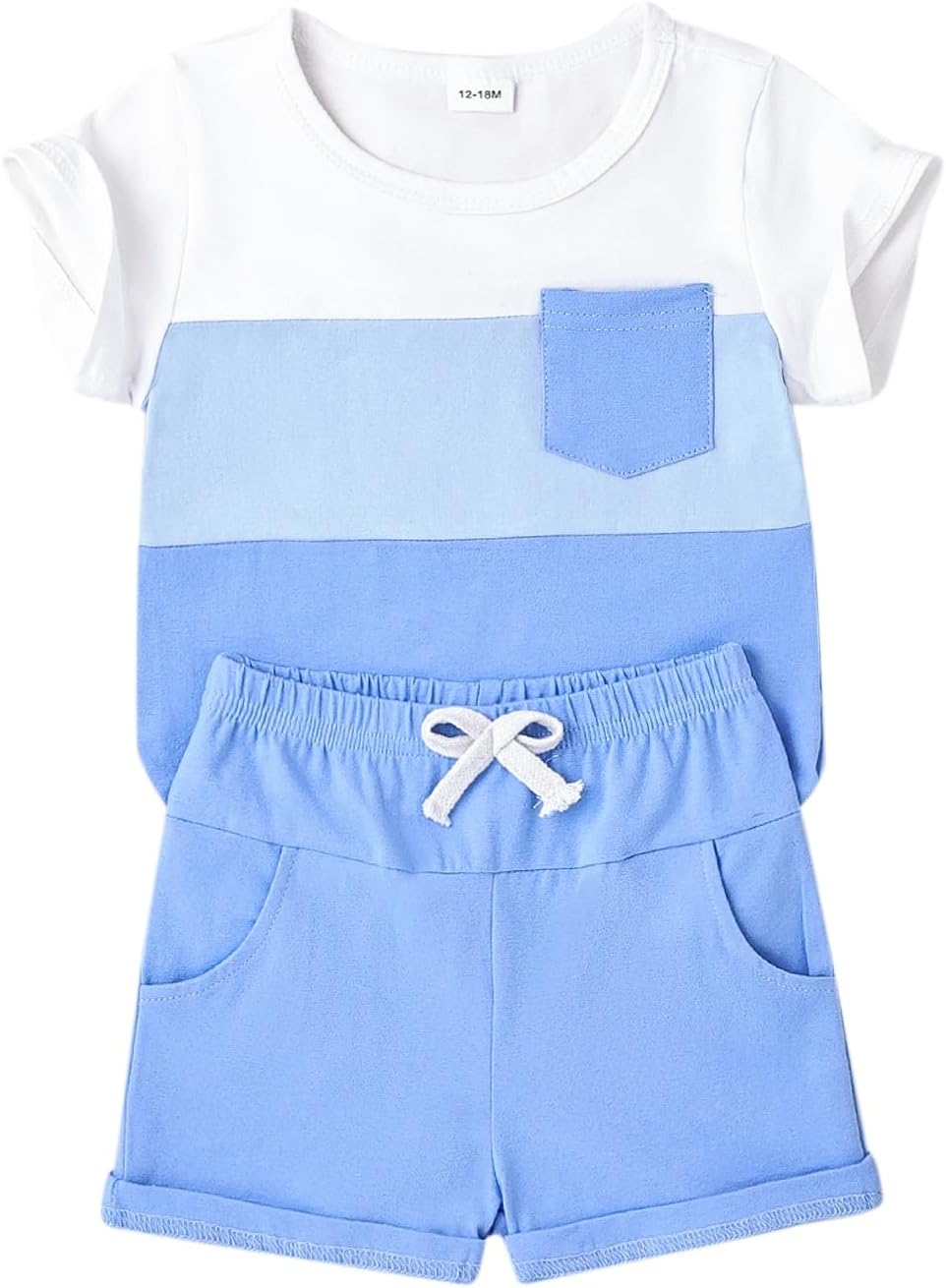 Baby Boy Clothes Toddler Boy Summer Outfits Short Sleeve Patchwork Top T-shirt & Pocket Pant Set 2 Piece 12 Months-4T